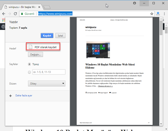 Chrome ile PDF Oluşturma