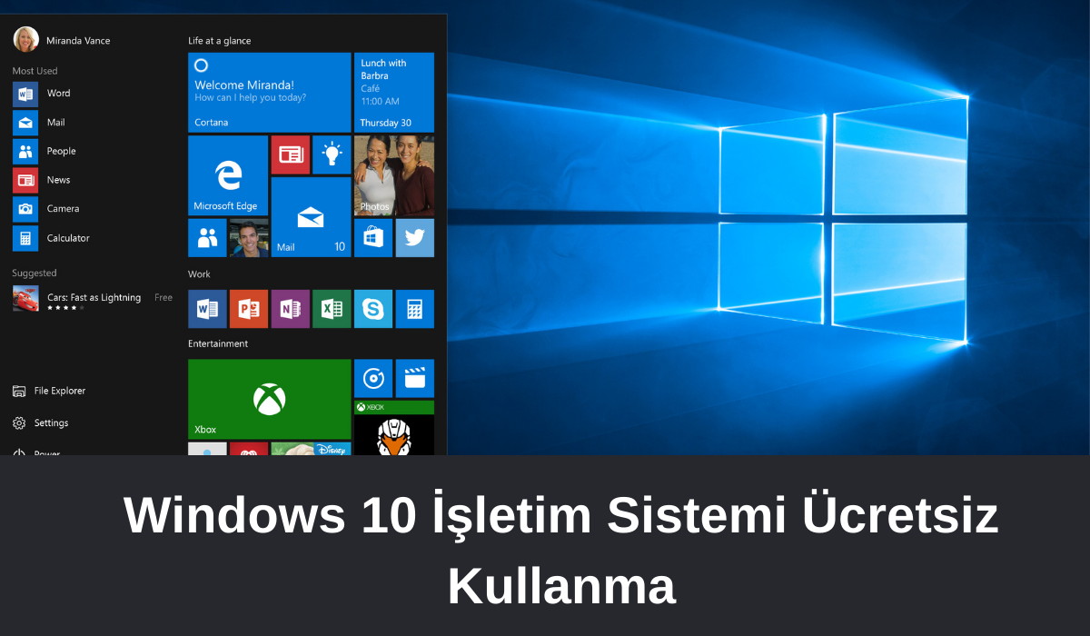 Windows 10 İşletim Sistemi Ücretsiz Kullanma