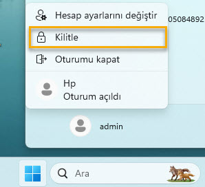 Windows 10 11 başlat menüsünden kilitleme